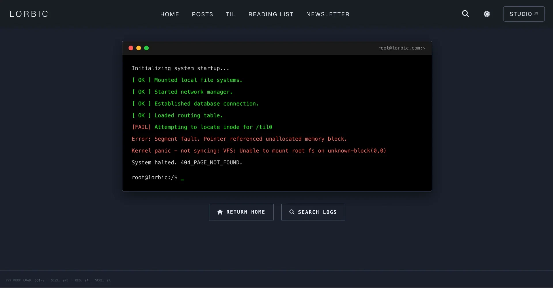 Terminal 404 Page Design